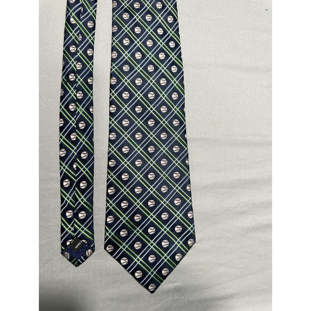 Tango Blue Silk Baseball Print Neck Tie